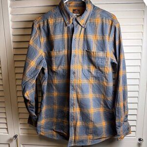 Ridgecut toughwear Mens Medium Plaid Flannel Shirt Gray & Orange Button Front